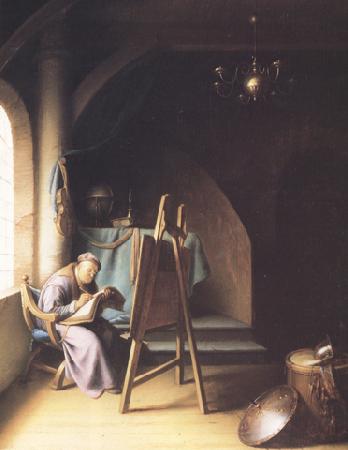 Gerrit Dou A Man writing in an Artist's Studio (mk33) France oil painting art